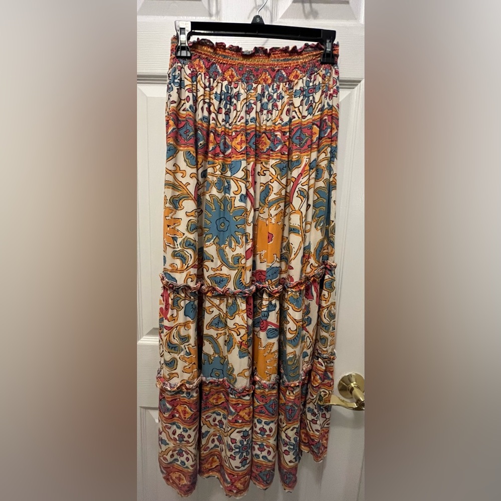 NWT Rachel Zoe Floral Multi color Ruffle Crop Top and Midi Tiered Skirt SET - Picture 9 of 14